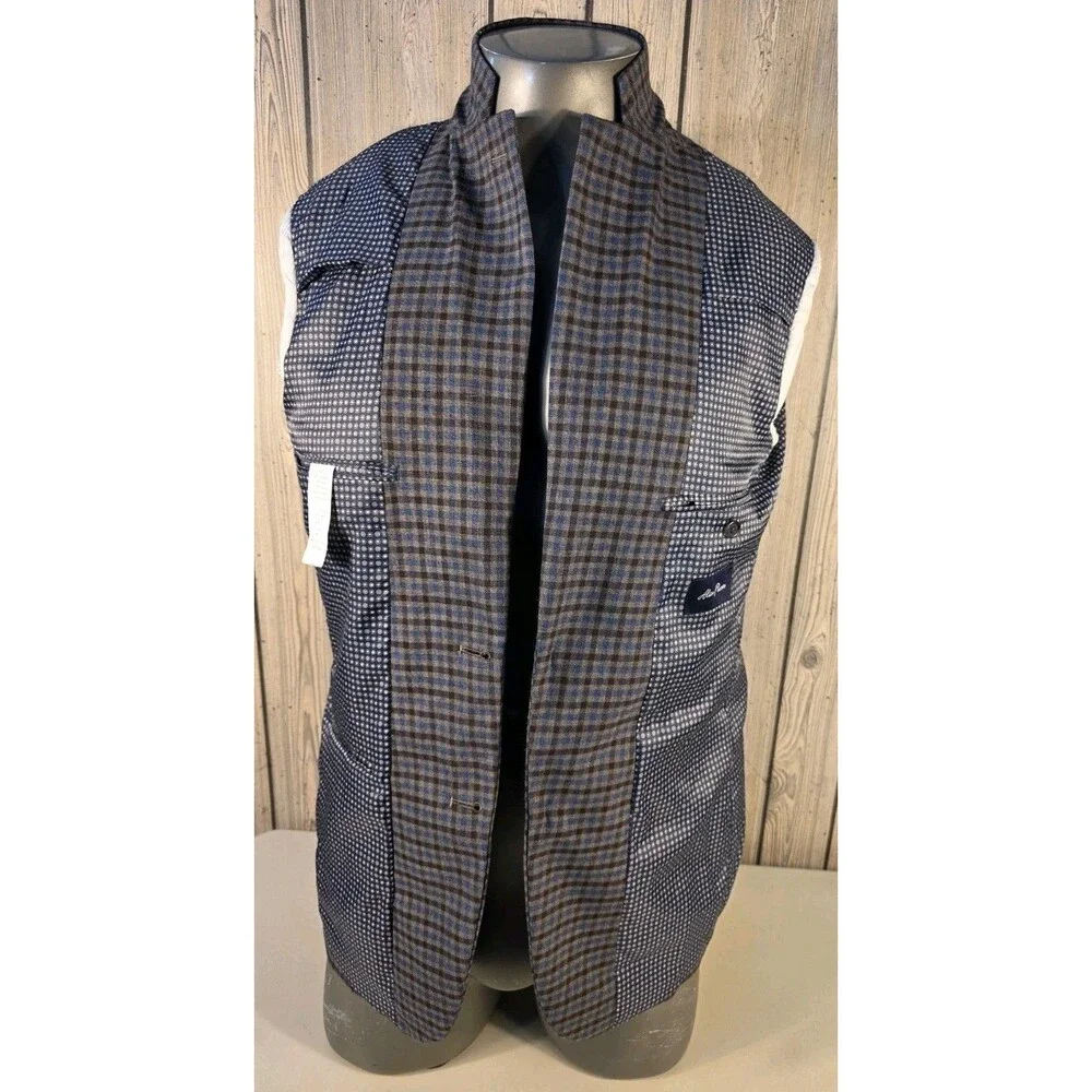 Alan Flusser Check Plaid Two Button Sport Coat Blazer Jacket 40L